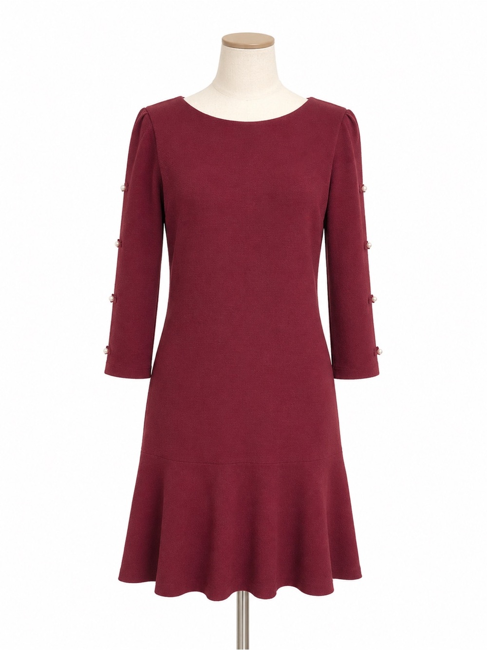 Chadwicks of Boston Burgundy Pearl Sleeve Fit & Flare Midi